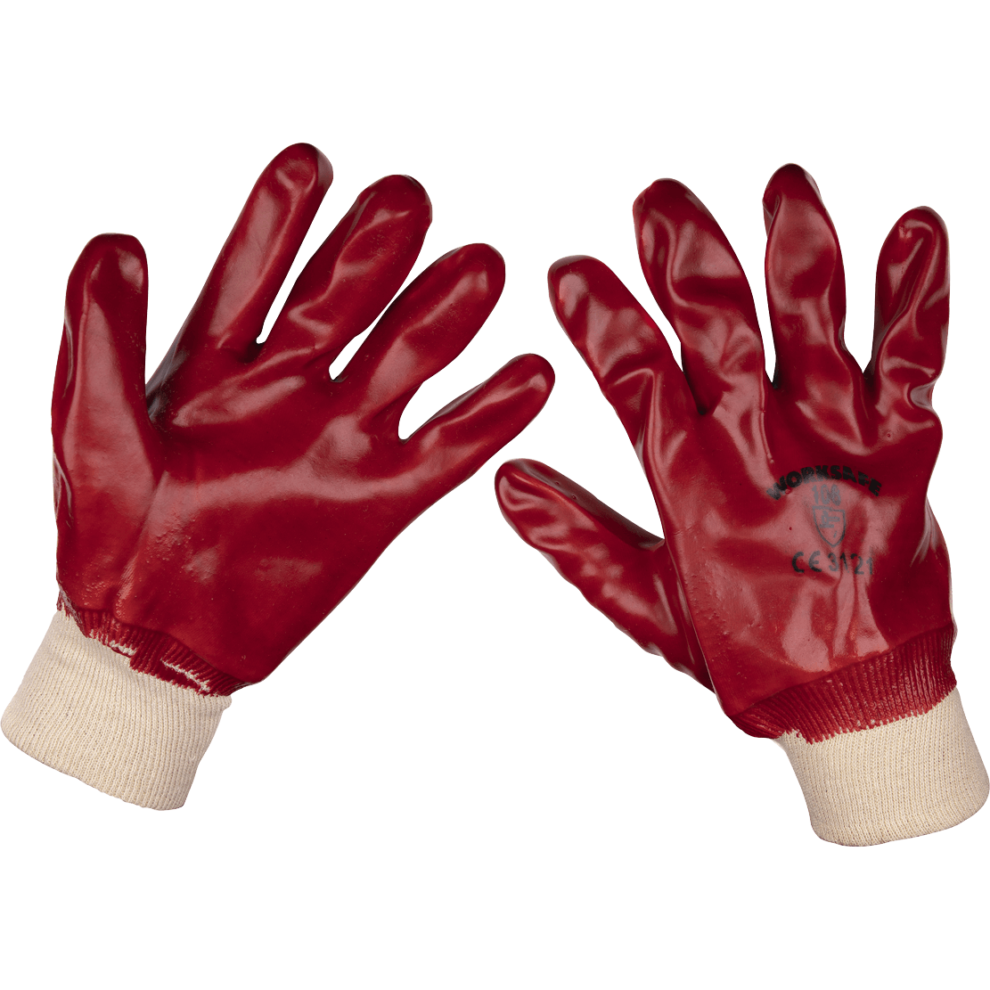 Sealey General Purpose PVC Knit Wrist Waterproof Gloves Red L Pack of 12 | Compare The Build