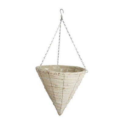 Gardman Natural Whitewash Cone Hanging Basket, 35.56Cm | Compare The Build