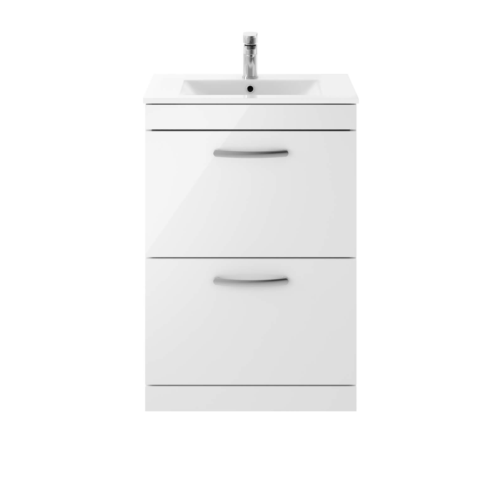 Balterley Rio 600mm Freestanding 2 Drawer Vanity With Basin 2 - Gloss White Price Comparisons | Compare The Build