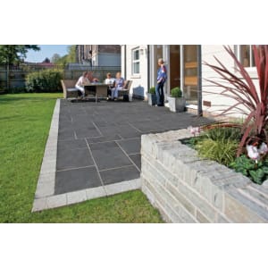 Marshalls Aluri Limestone Riven Charcoal Paving Slab Mixed Size - 11.25 m2 pack | Compare The Build