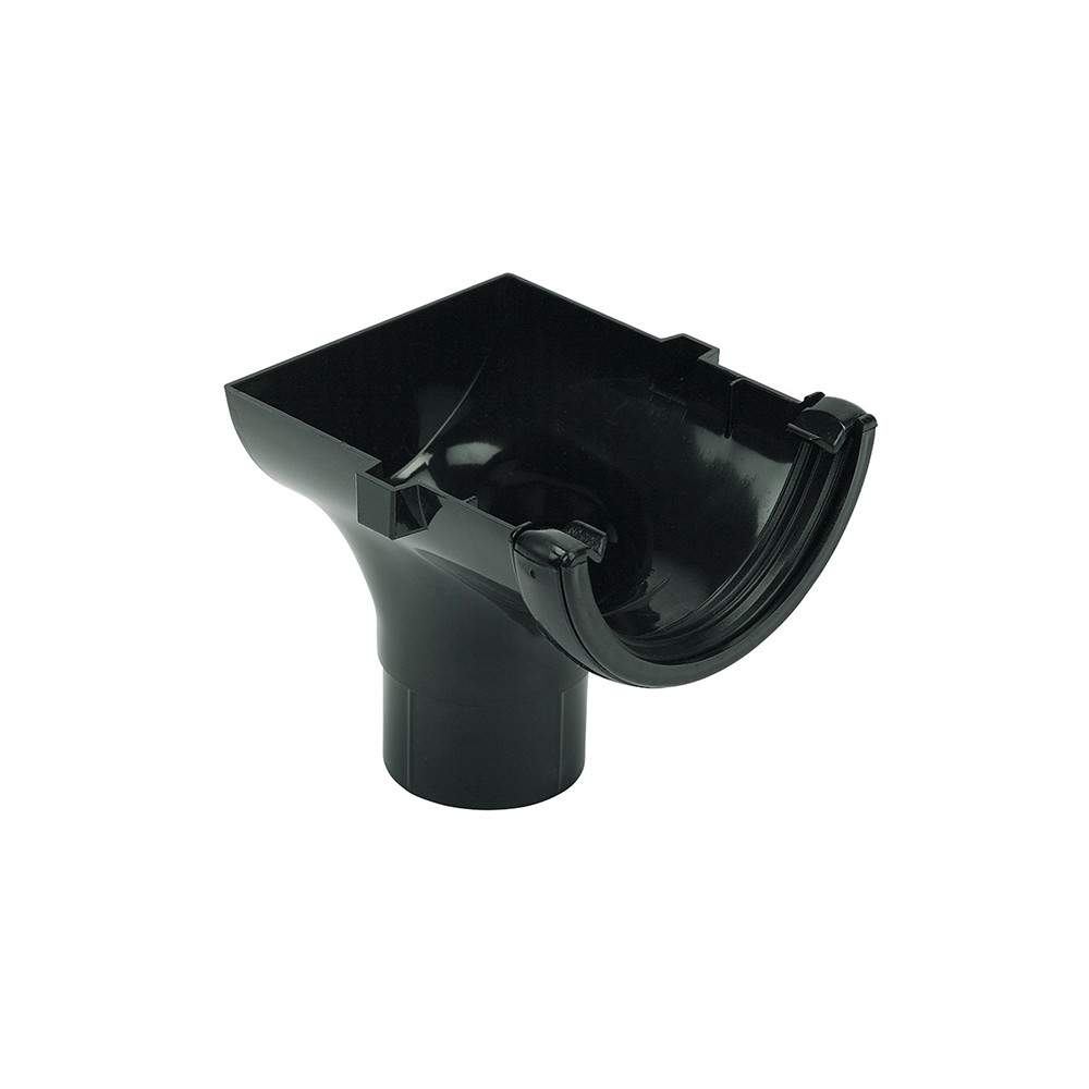 FloPlast Plastic Guttering 112mm Half Round Black Stopend Outlet RO2B Price Comparisons | Compare The Build