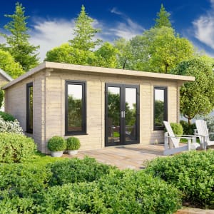 Power Sheds 18 x 14ft Central Doors Pent Notched Logs Log Cabin Price Comparisons | Compare The Build