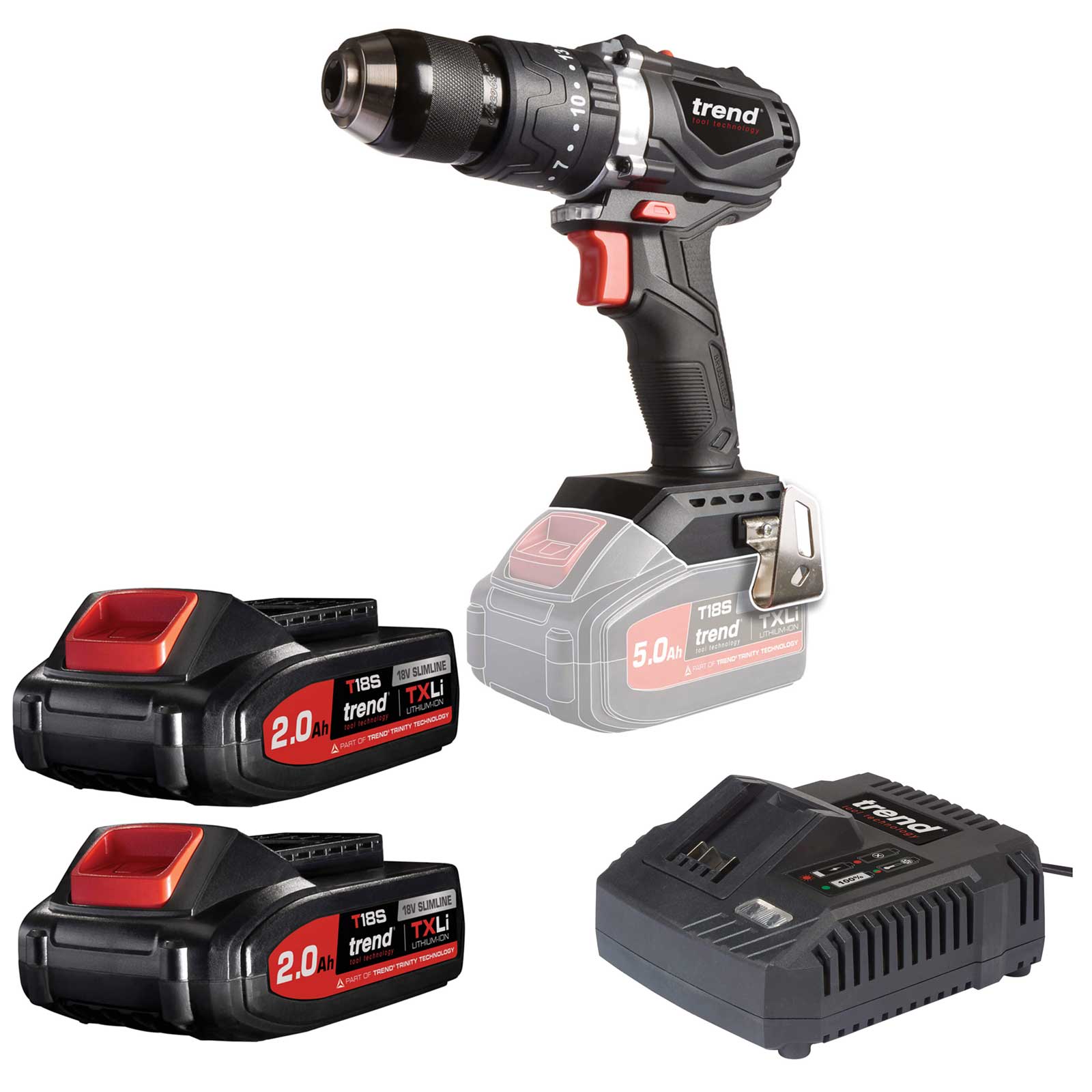 Trend T18S/CDB 18v Cordless Brushless Combi Drill 2 x 2ah Li-ion Charger No Case Price Comparisons | Compare The Build