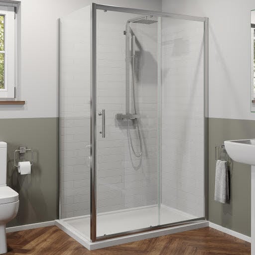 Luxura Sliding Shower Enclosure 1200 x 800mm with Tray - 6mm Price Comparisons | Compare The Build