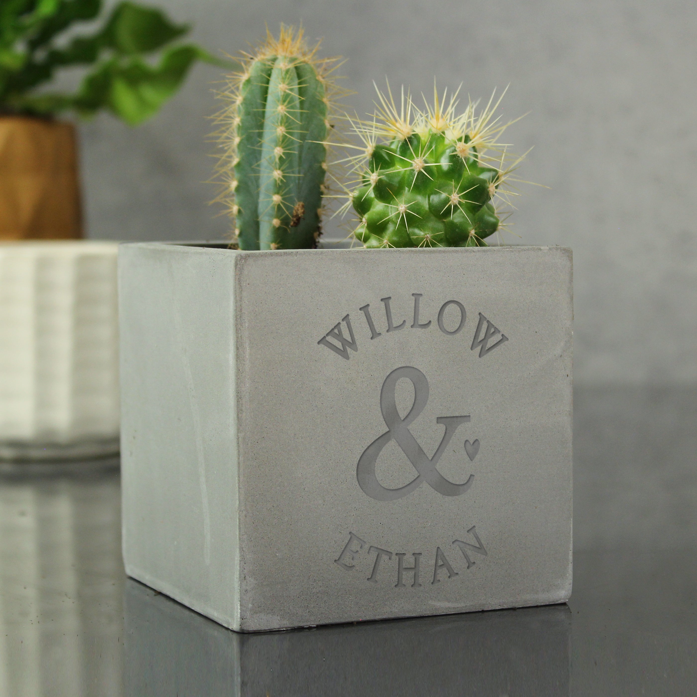 Personalised Ampersand Couples Concrete Plant Pot Grey Price Comparisons | Compare The Build