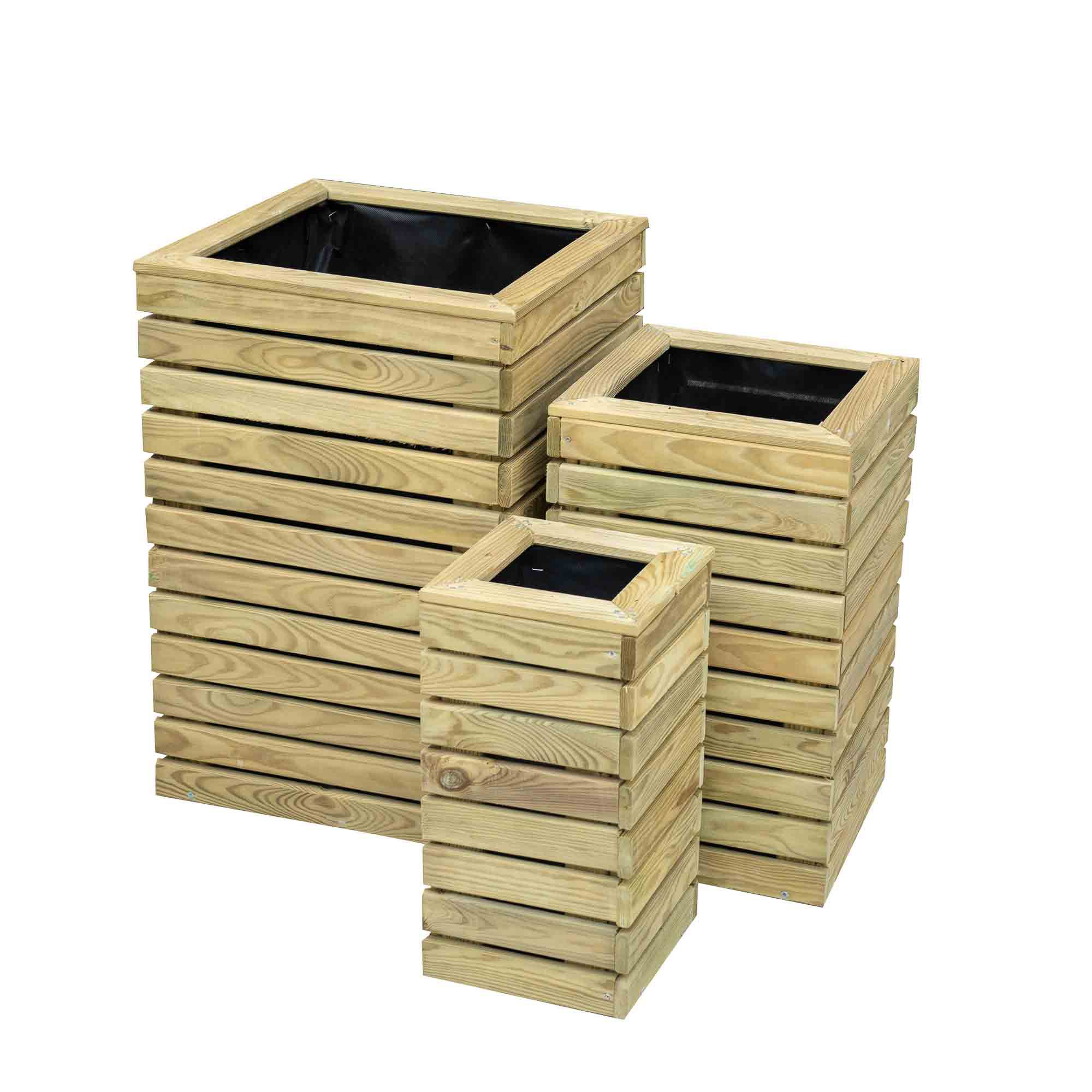 Forest Garden Contemporary Natural Timber Wooden Hexagonal Planter 42Cm, Pack Of 3 | Compare The Build