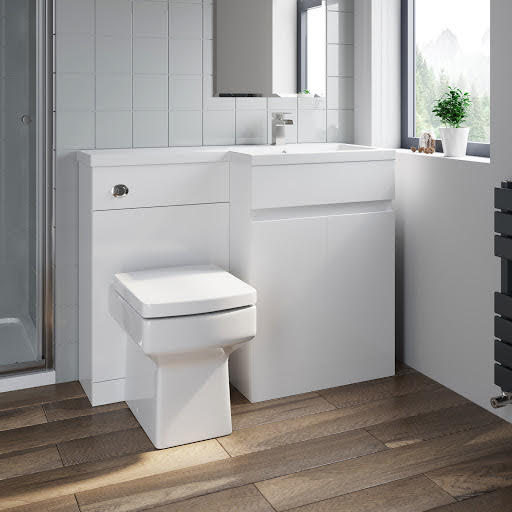 Artis Flat Pack Basin Vanity Unit & Royan Toilet Combination - 1100mm Gloss White Right Hand Price Comparisons | Compare The Build