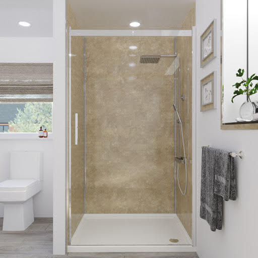 Multipanel Classic Travertine 900mm, 900mm & 900mm Sides - Solution for Alcove Installations (3 walls) | Compare The Build