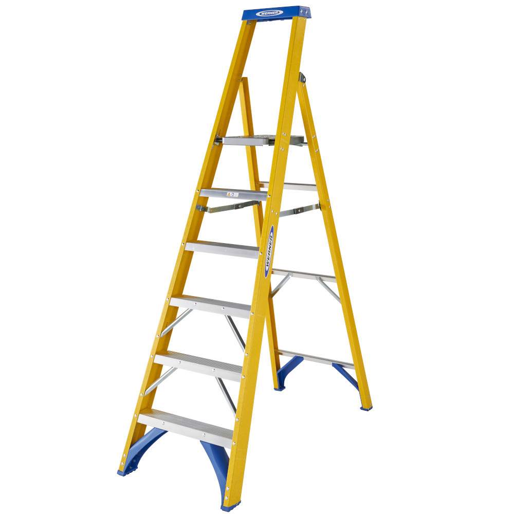 Werner 6 Tread Trade Fibreglass Platform Step Ladder - BS 2037 Class 1 7170618 Price Comparisons | Compare The Build