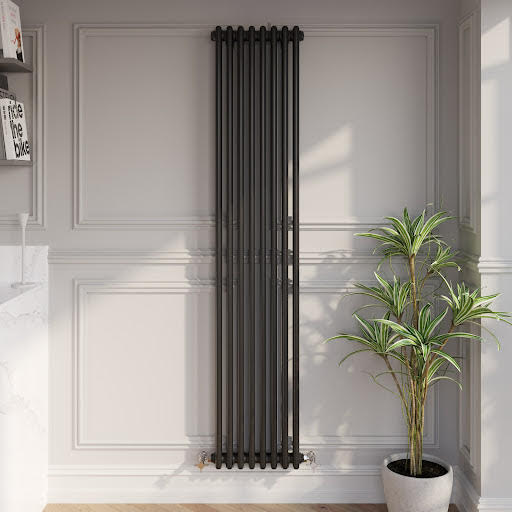 Park Lane Traditional Vertical Colosseum Double Bar Column Radiator Black - 1800 x 380mm Price Comparisons | Compare The Build