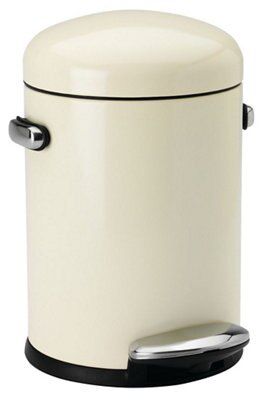 Simplehuman Retro Pedal Cream Stainless Steel Circular Kitchen Bin, 3L Price Comparisons | Compare The Build