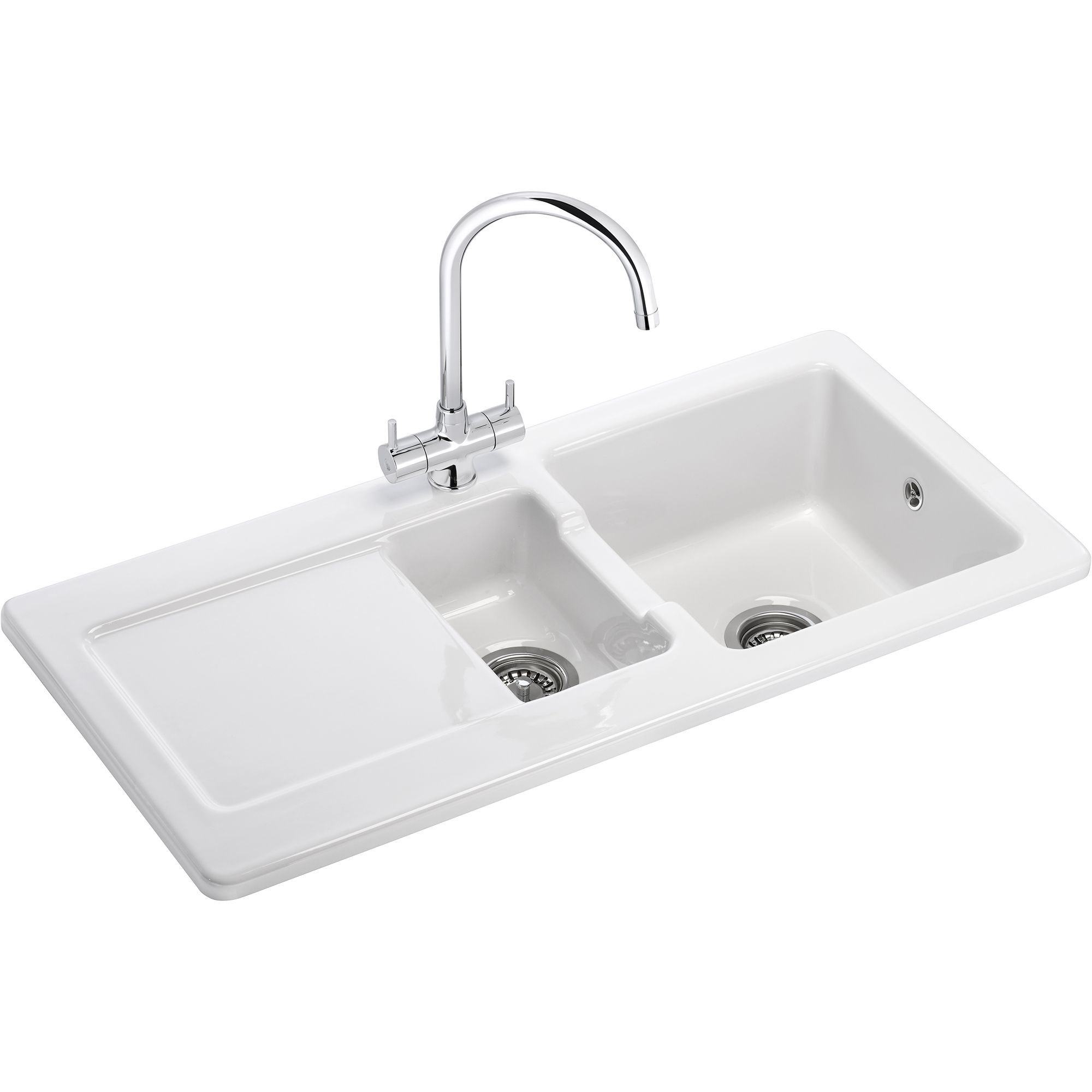 Franke Livorno White Ceramic 1.5 Bowl Kitchen Sink Price Comparisons | Compare The Build