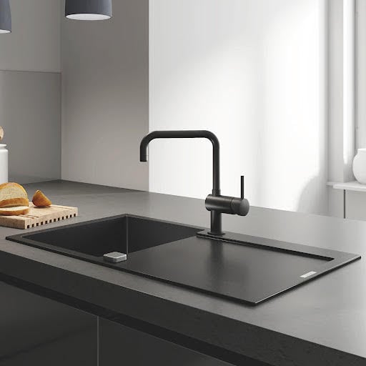 Grohe K500 Granite Black 1.0 Composite Inset Kitchen Sink - Drainer & Waste 860 x 500mm Price Comparisons | Compare The Build