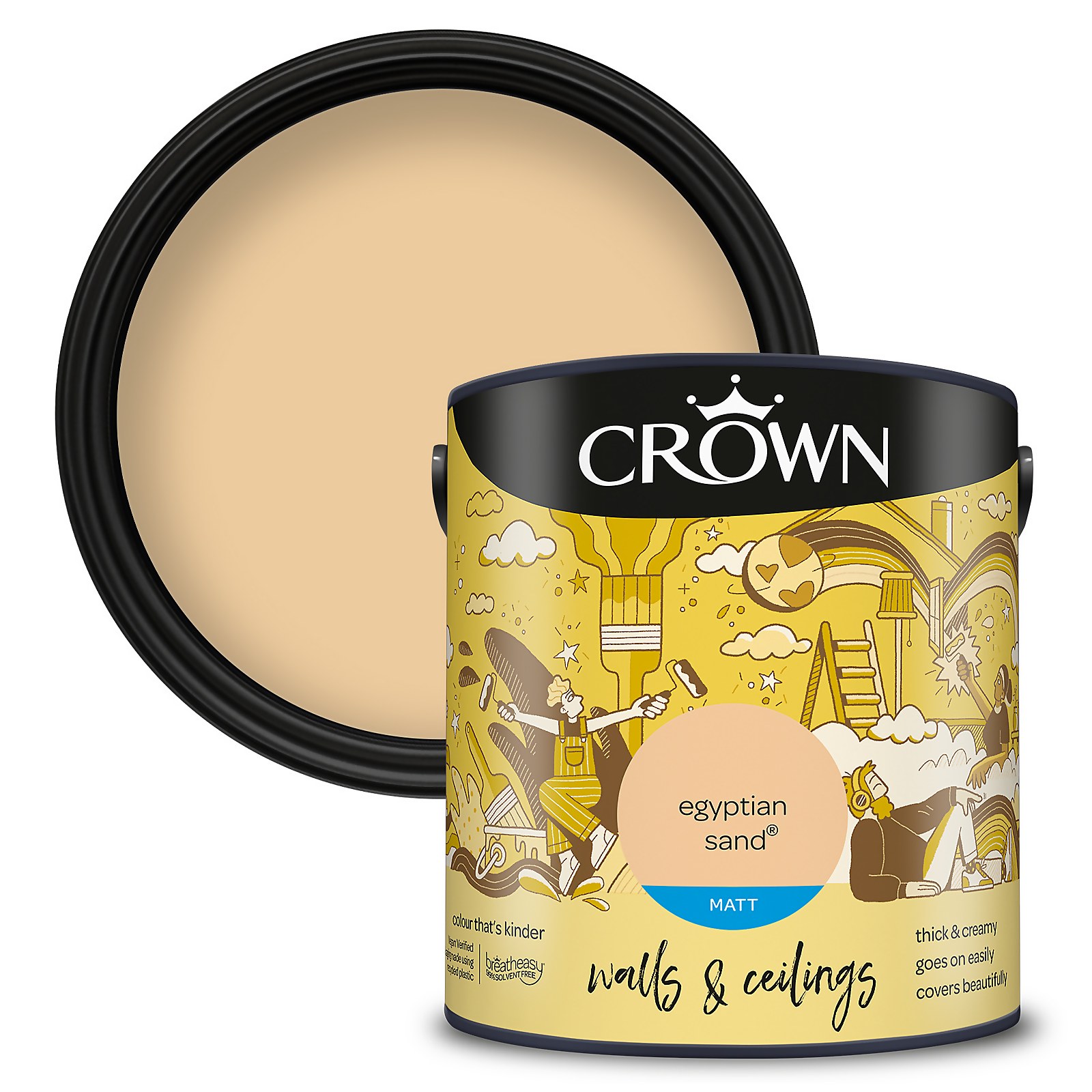 Crown Walls & Ceilings Matt Emulsion Egyptian Sand - 2.5L Price Comparisons | Compare The Build