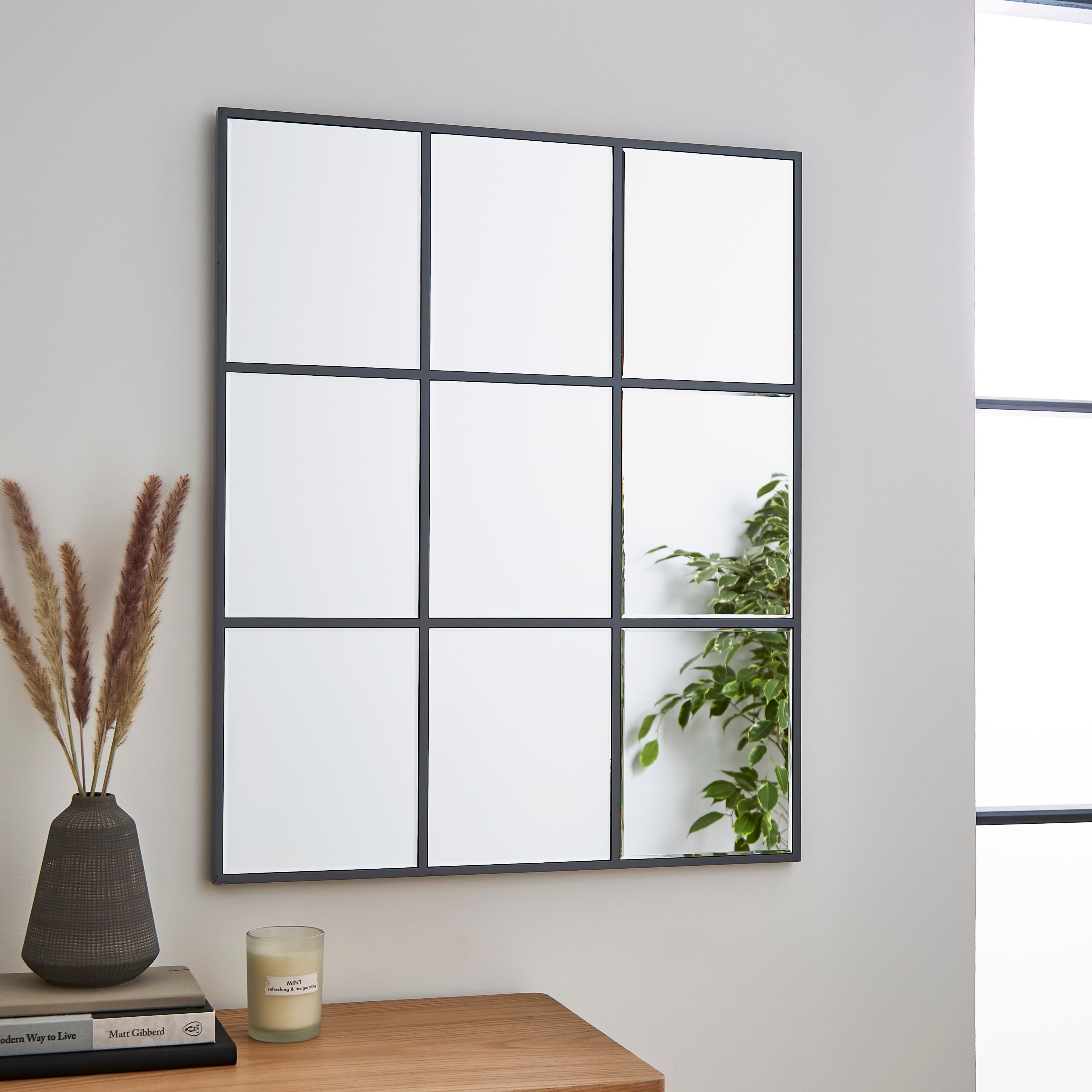 Apartment Window Mirror, Grey 85x70cm Grey Price Comparisons | Compare The Build