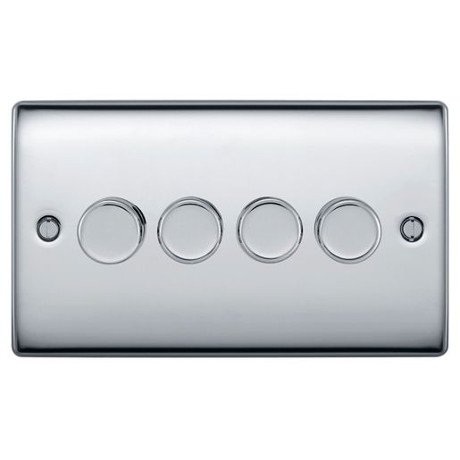Nexus NBS84-01 Brushed Steel 400W 4 Gang 2 Way Push Dimmer Price Comparisons | Compare The Build