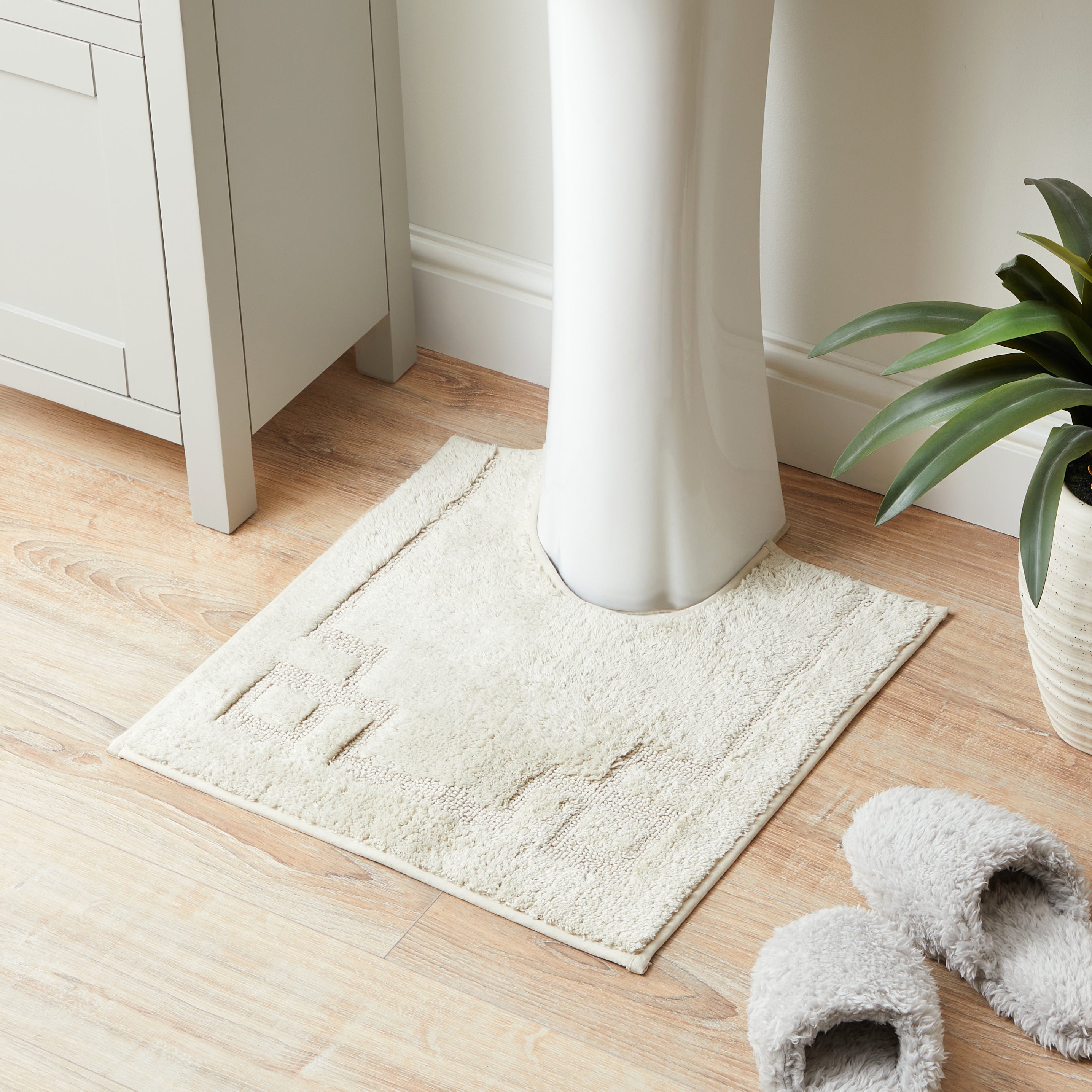 Luxury Cotton Non-Slip Oat Pedestal Mat Oatmeal Price Comparisons | Compare The Build