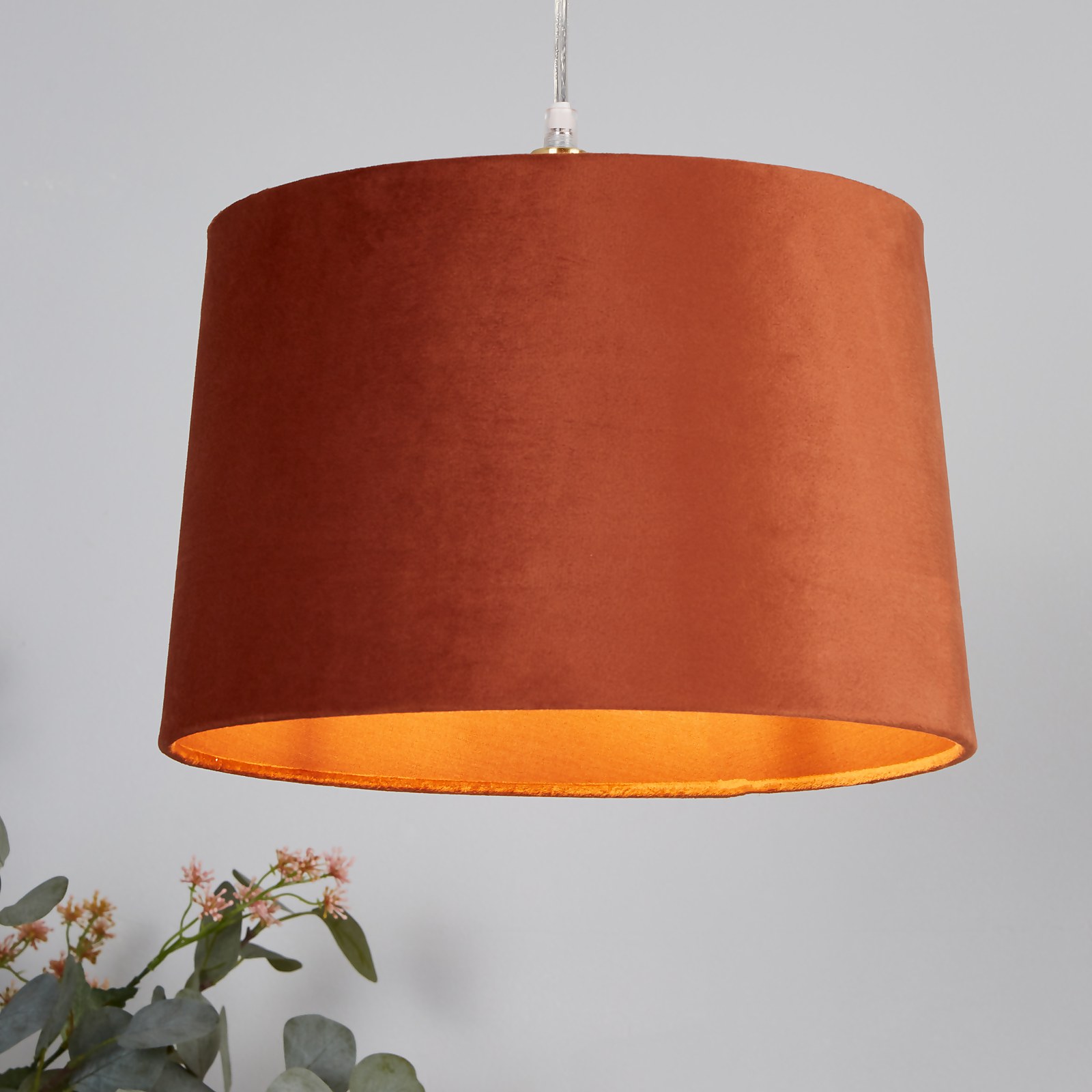 Velvet Drum Lamp Shade - 30cm - Burnt Orange Price Comparisons | Compare The Build