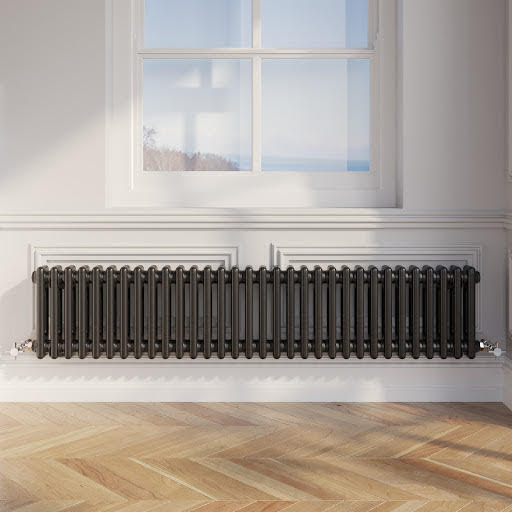 Park Lane Traditional Colosseum Double Bar Column Radiator Black - 300 x 1460mm Price Comparisons | Compare The Build