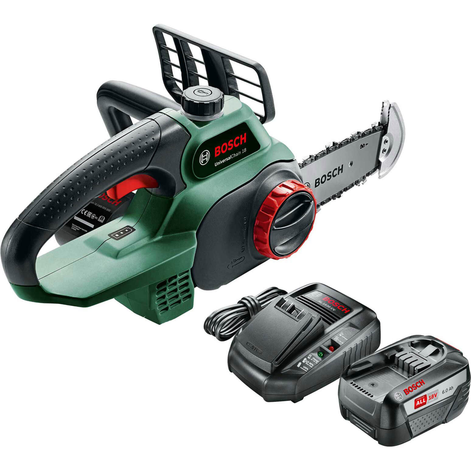 Bosch UNIVERSALCHAIN 18v Cordless Chainsaw 200mm 1 x 6ah Li-ion Charger | Compare The Build