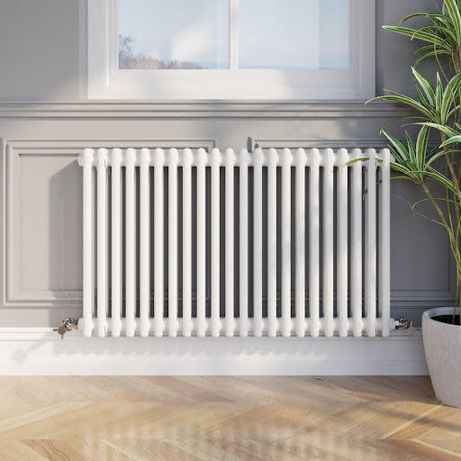 Park Lane Traditional Colosseum Double Bar Column Radiator White 600 x 1010mm Price Comparisons | Compare The Build