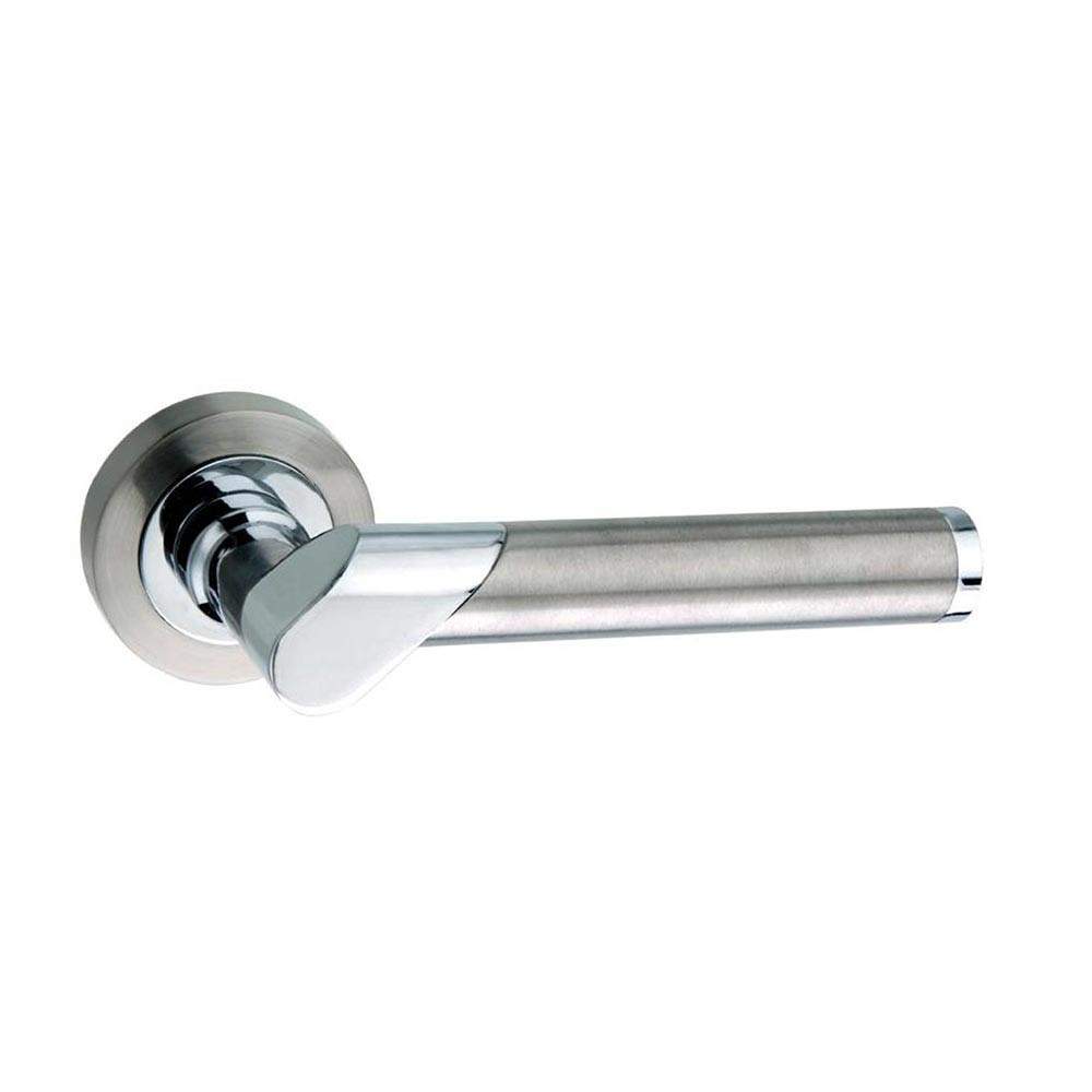 Atlantic Mediterranean Tunis Lever on Round Rose - Satin Nickel &amp; Polished Chrome Atlantic UK M125SNCP | Compare The Build