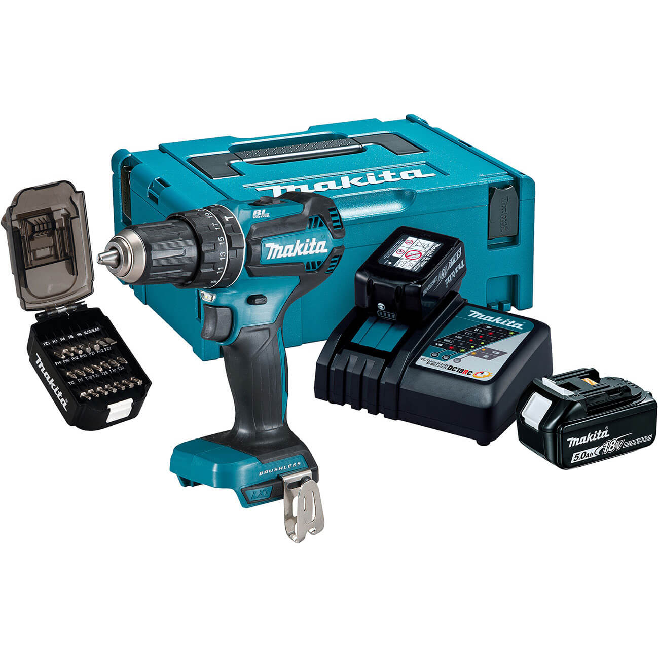 Makita DHP485 18v LXT Cordless Brushless Combi Drill 2 x 5ah Li-ion Charger Case & Accessories | Compare The Build