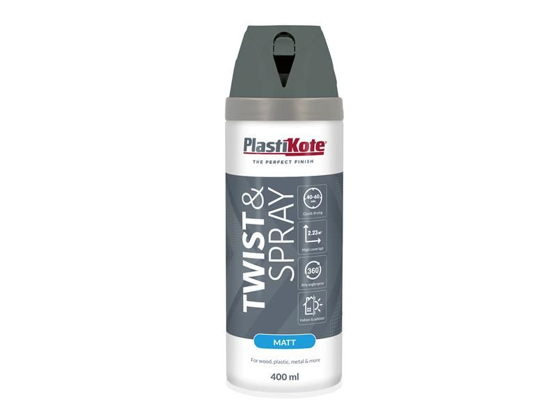 PlastiKote PKT23123 Twist & Spray Matt 400ml Blue Steel Price Comparisons | Compare The Build
