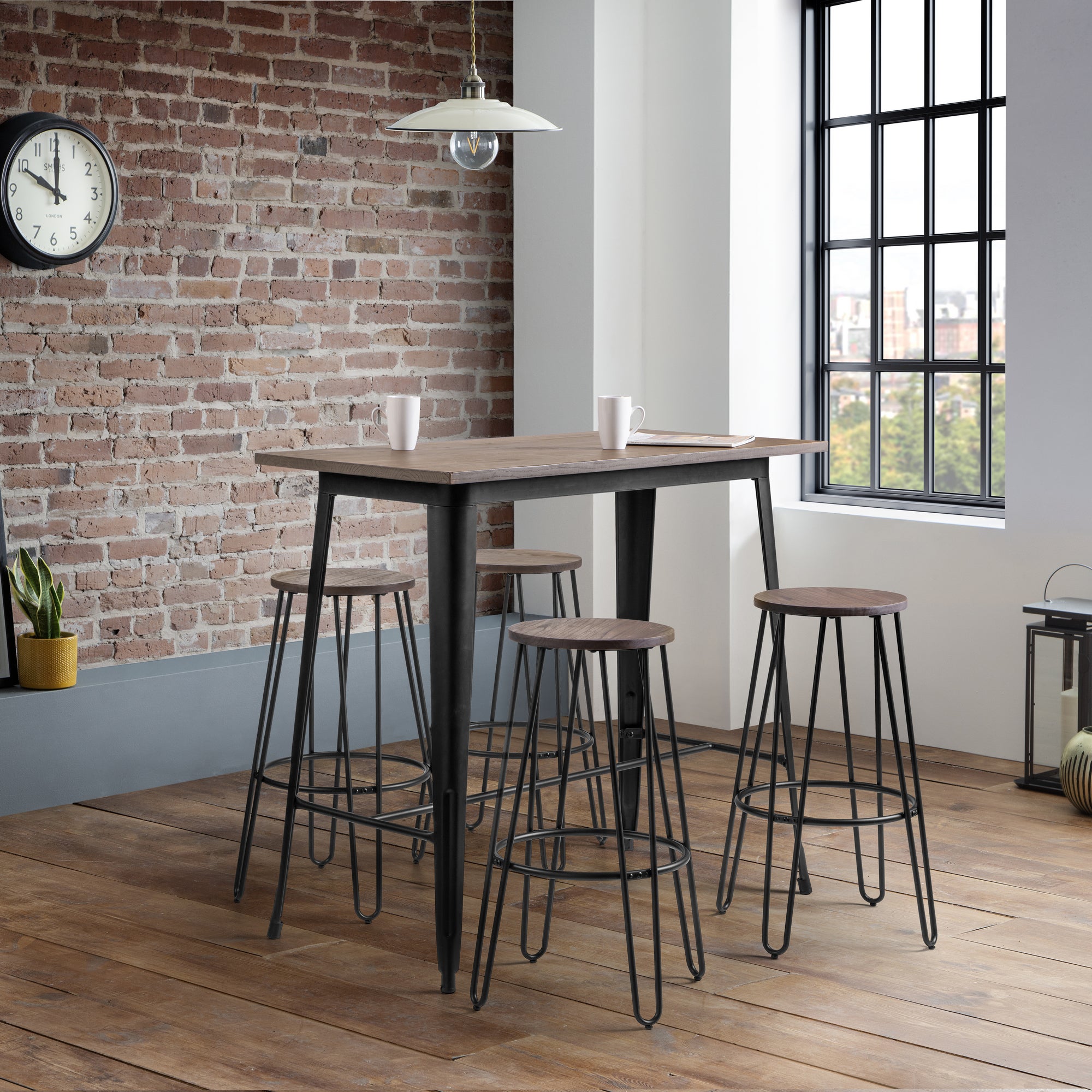 Grafton Bar Table with 4 Dalston Stools Brown Price Comparisons | Compare The Build