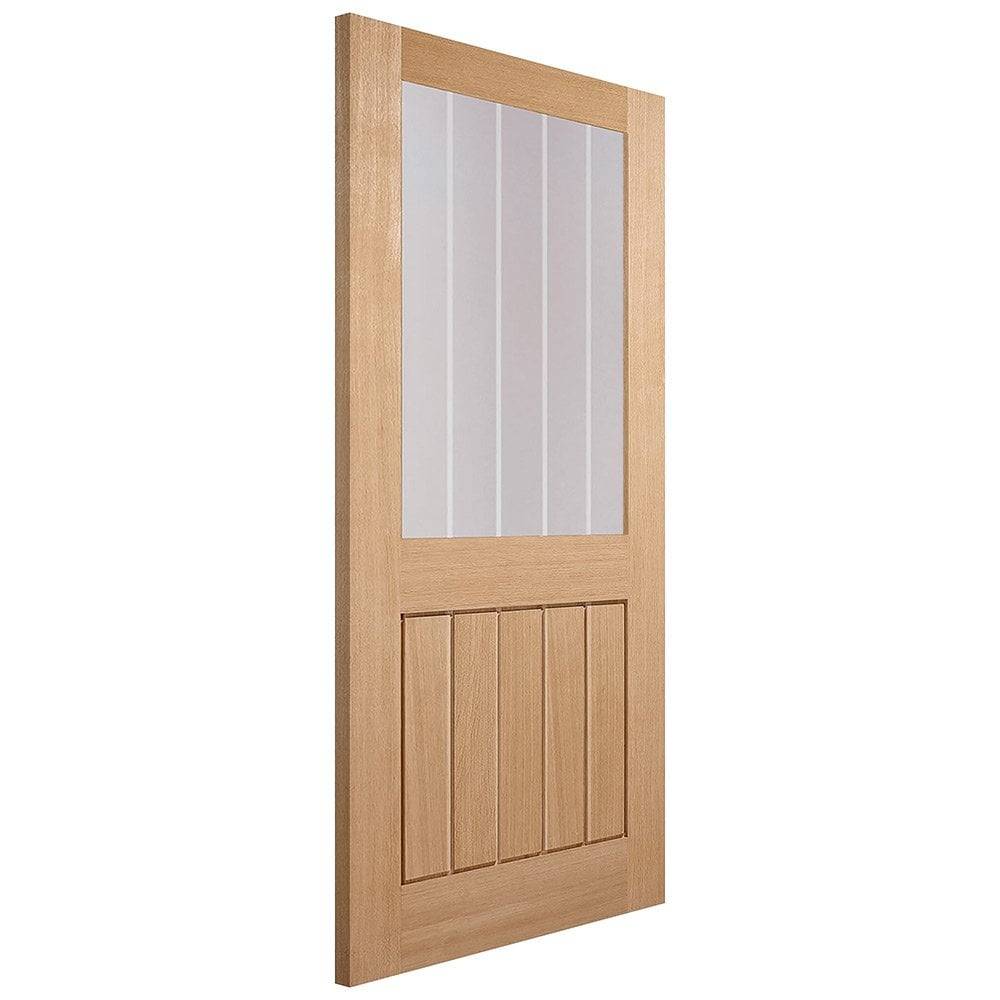 LPD Internal Oak Mexicano Fully Finished 1P 1L Clear Glass With Frosted Lines Door 1981mm x 838mm x 35mm (78" x 33") Price Comparisons | Compare The Build