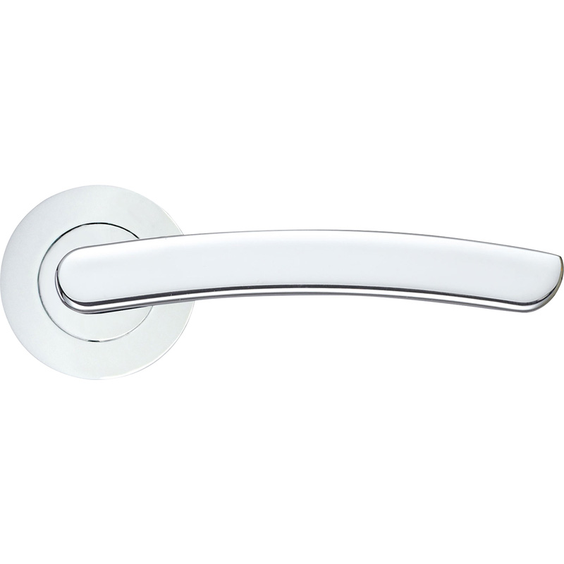 Stanza Santiago on Rose Door Handles Polished (Pair) in Chrome Aluminium | Compare The Build