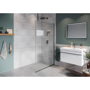 Hadleigh 8mm Matt Anthracite Frameless Wetroom Screen with Ceiling Arm - 800mm Price Comparisons | Compare The Build