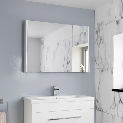 Aurora Triple Door White Gloss Mirror Cabinet 650 x 900mm Price Comparisons | Compare The Build