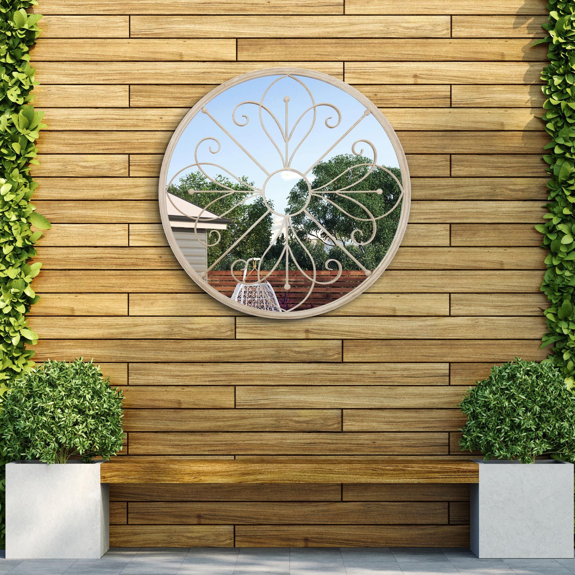 Summer Orchid Round Garden Mirror, 90cm Stone Price Comparisons | Compare The Build