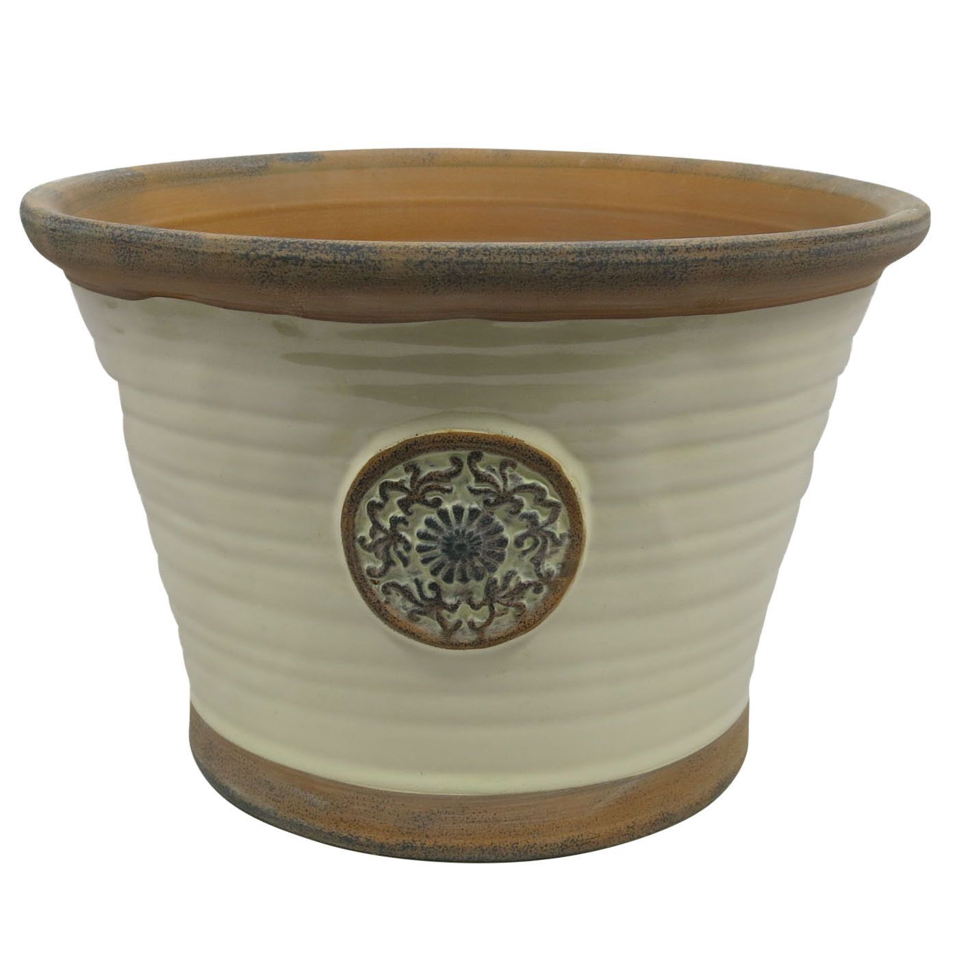 Verve Holystone Round Glazed Brown & Cream Plant Pot (H)245mm (Dia)300mm Price Comparisons | Compare The Build