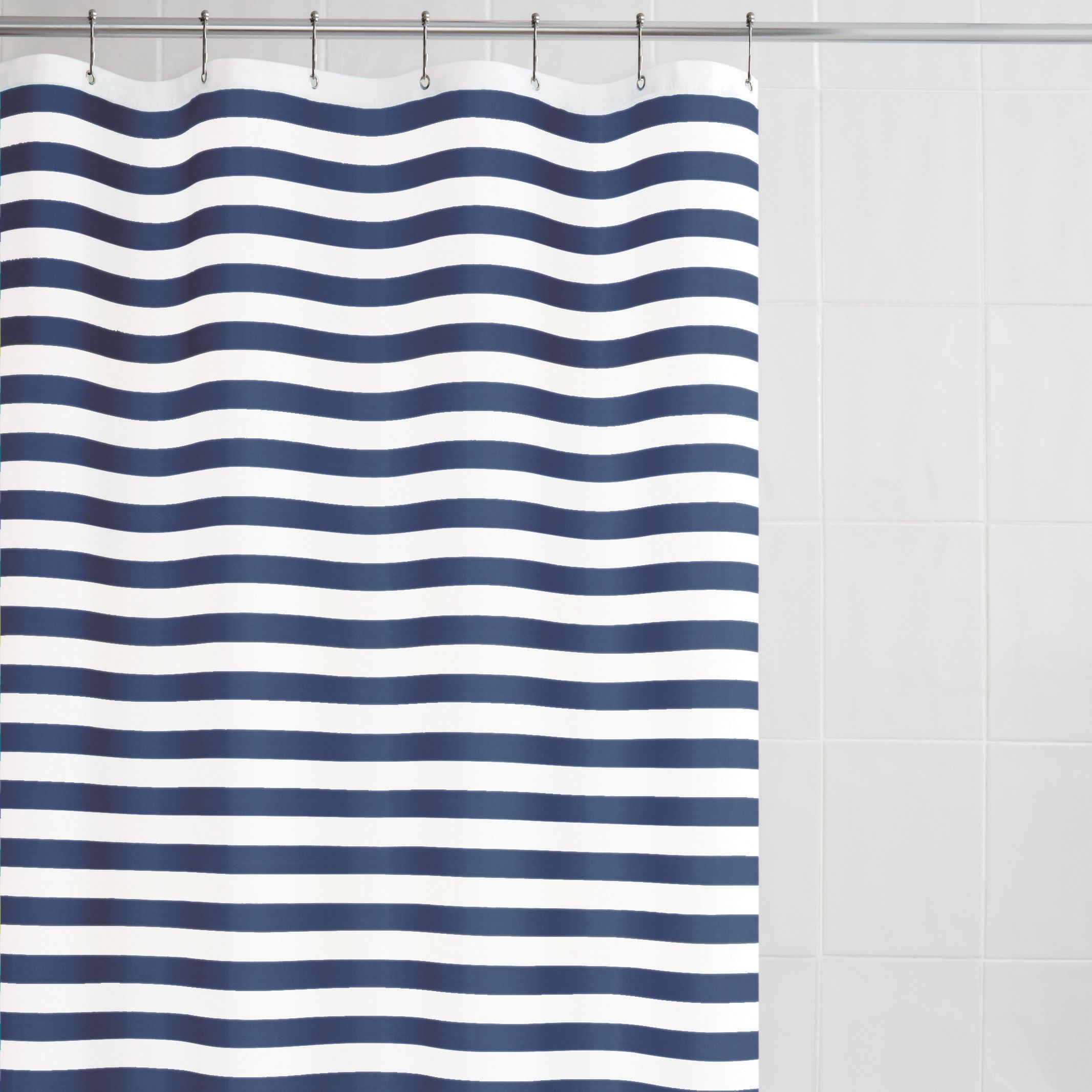 Malo Navy Stripe Shower Curtain (L)1800 mm | Compare The Build