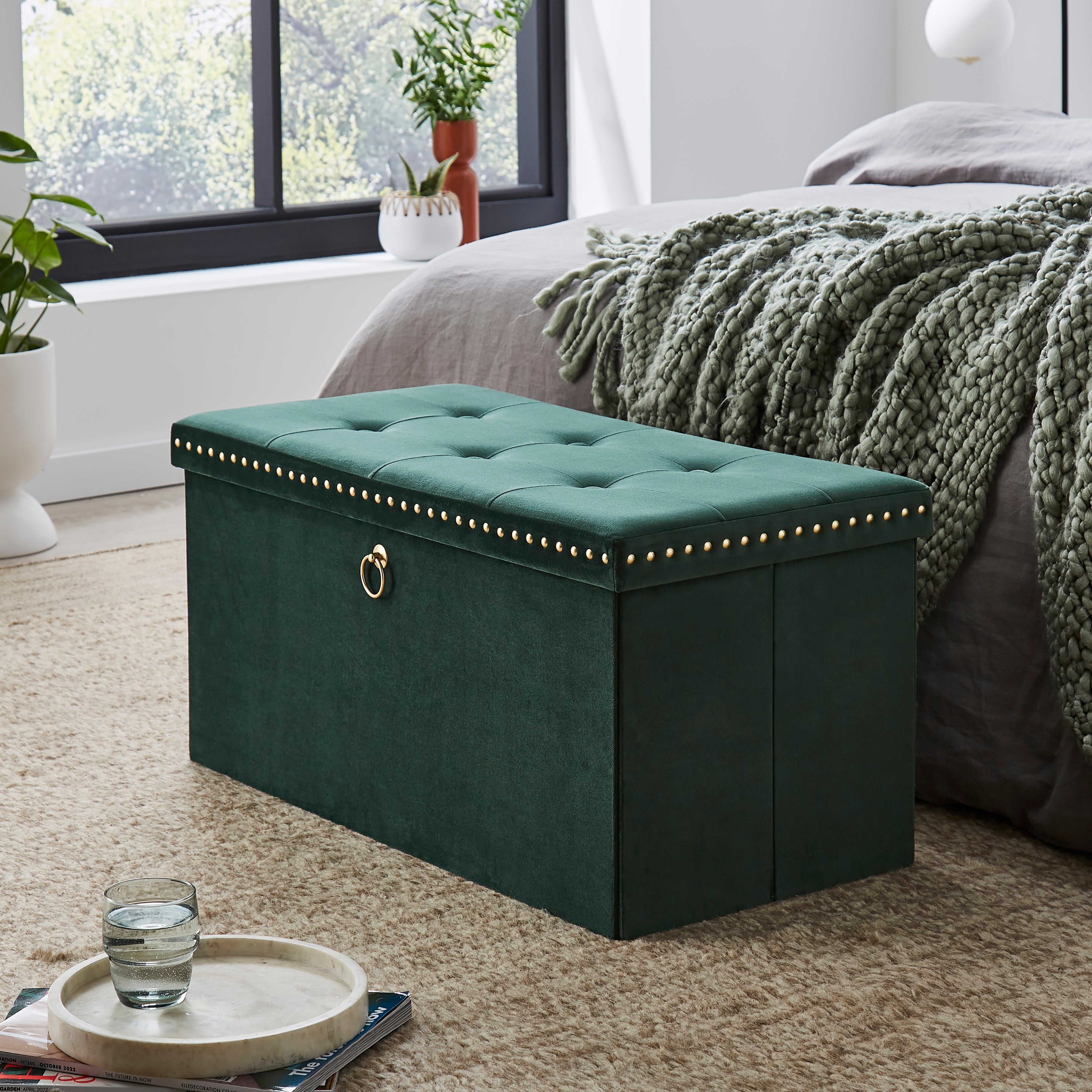 Velvet Ottoman Bottle Green Bottle (Green) Price Comparisons | Compare The Build