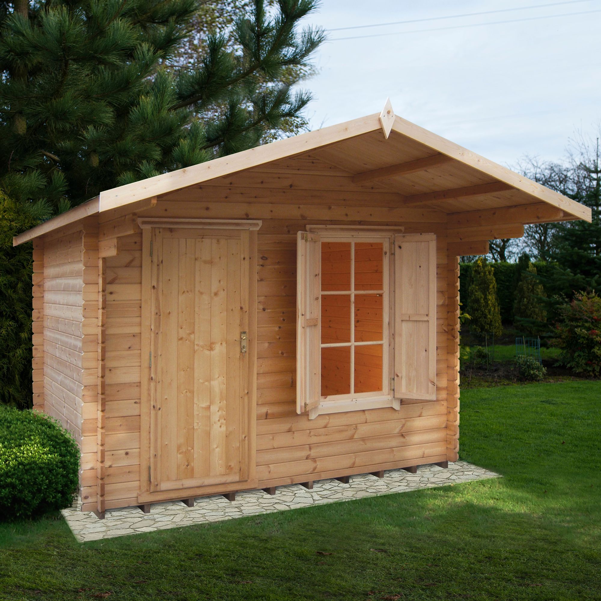 Shire Hopton 10X12 Toughened Glass Apex Tongue & Groove Wooden Cabin | Compare The Build