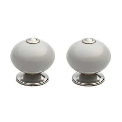 White Chrome Effect Ceramic Furniture Knob (Dia)42mm, Pack Price Comparisons | Compare The Build