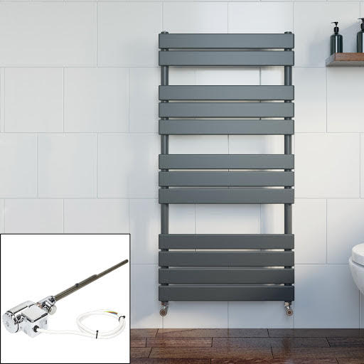 DuraTherm Dual Fuel Flat Panel Heated Towel Rail - 1200 x 600mm - Thermostatic Anthracite Price Comparisons | Compare The Build