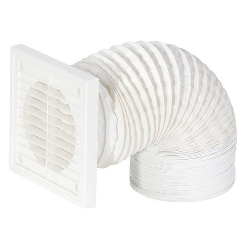 Airflow Flexible Ducting Wall Kit 100 mm with White Grill 3 meter - 72643602 | Compare The Build