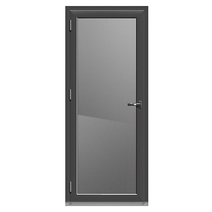 Crystal Glazed Grey Aluminium Lh External Back Door, (H)2104mm (W)920mm Price Comparisons | Compare The Build