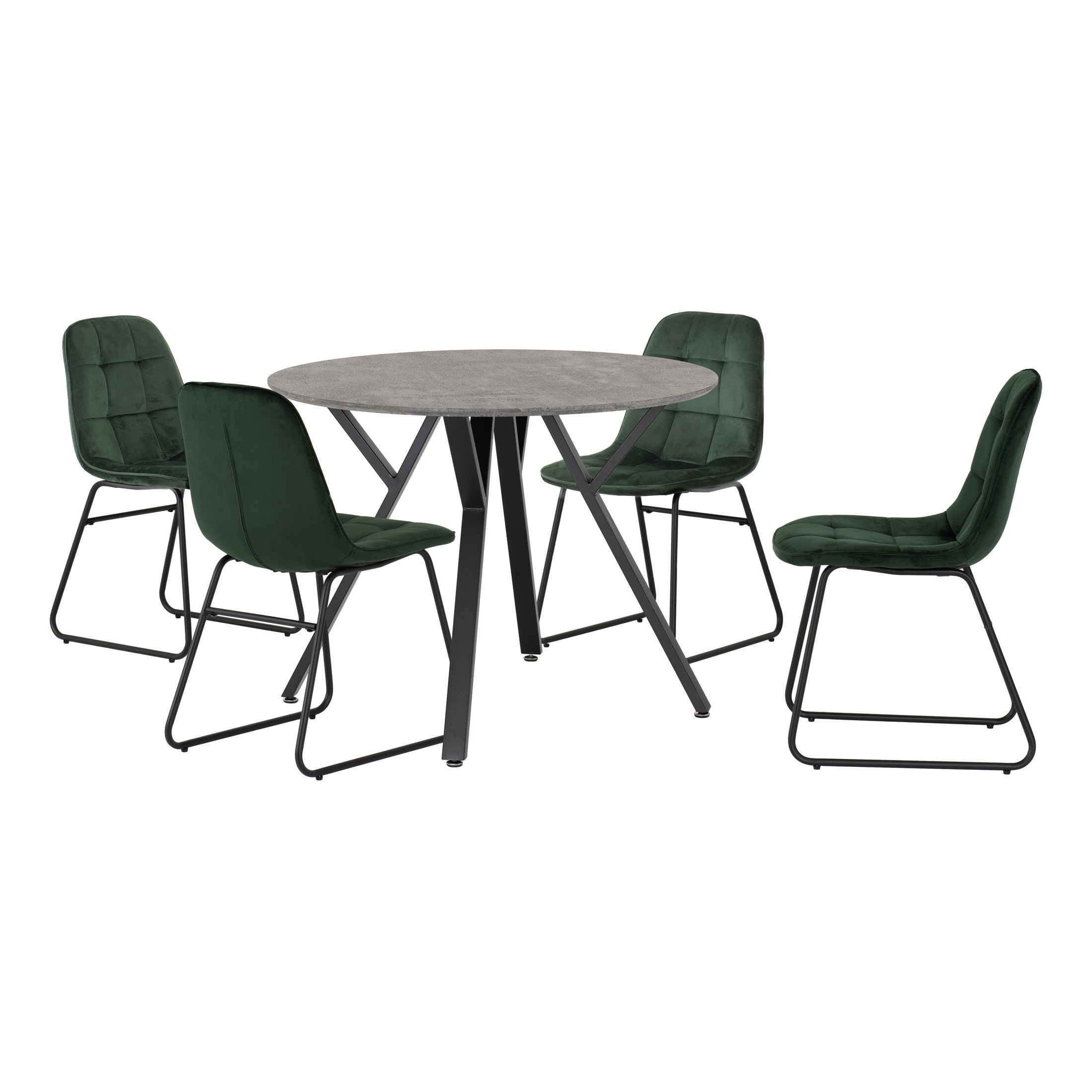 Athens Round Concrete Effect Dining Table with 4 Lukas Green Dining Chairs Green Price Comparisons | Compare The Build