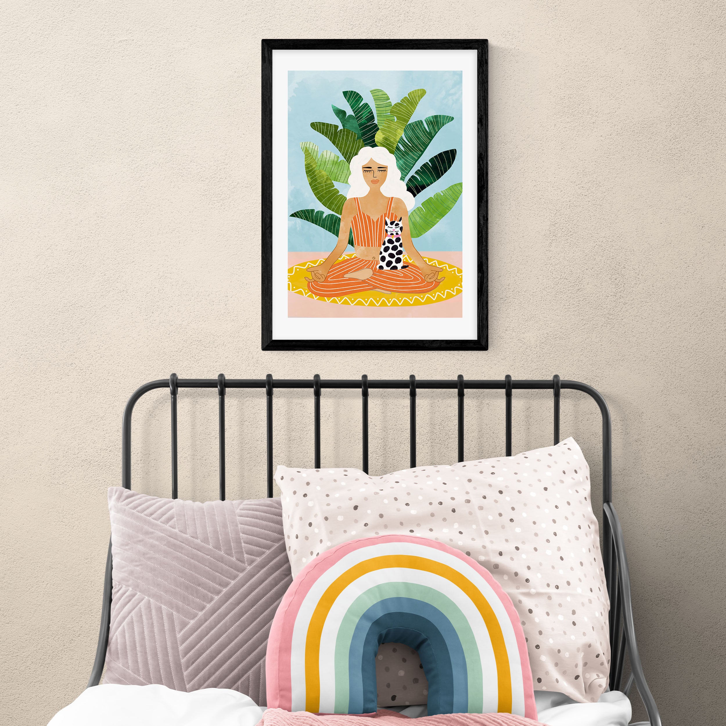 East End Prints Meditation with Cat Print MultiColoured Price Comparisons | Compare The Build