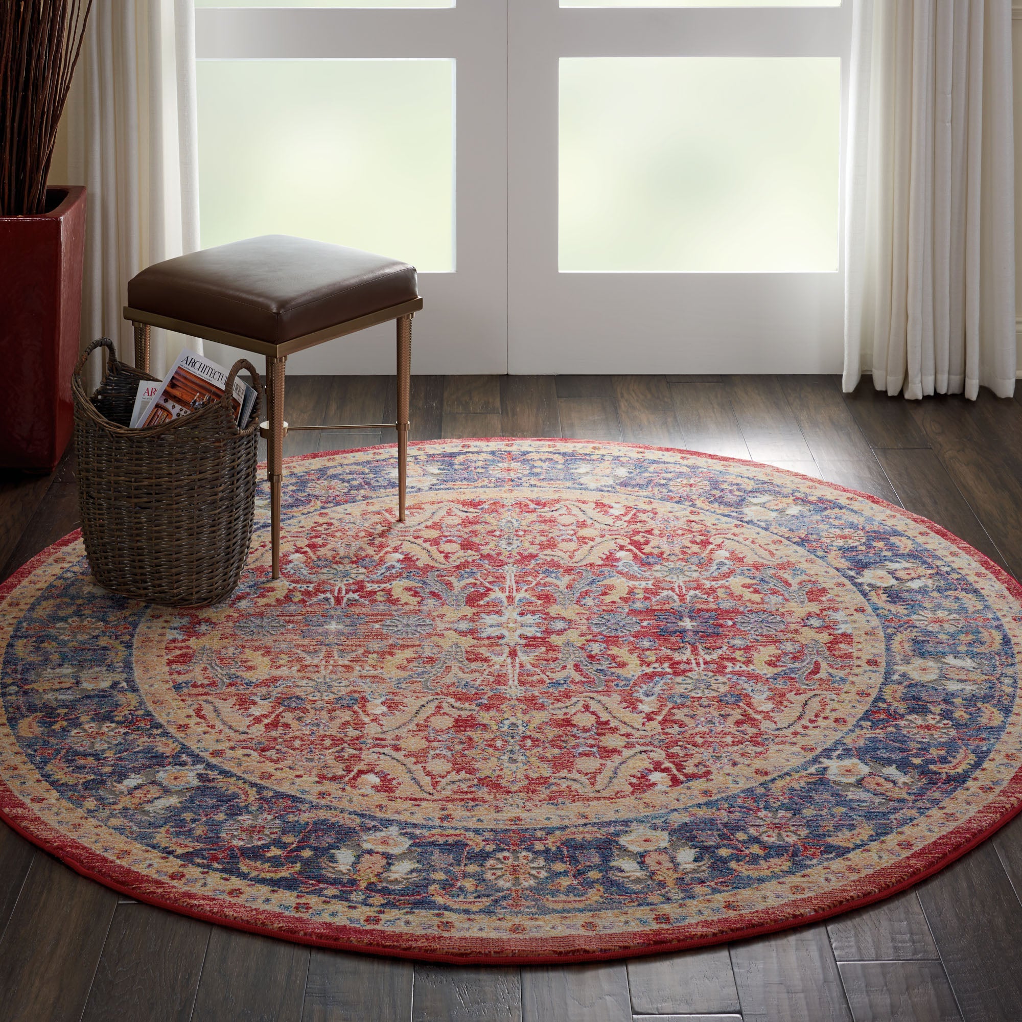 Ankara Global 2 Round Rug Red, Blue and Brown Price Comparisons | Compare The Build