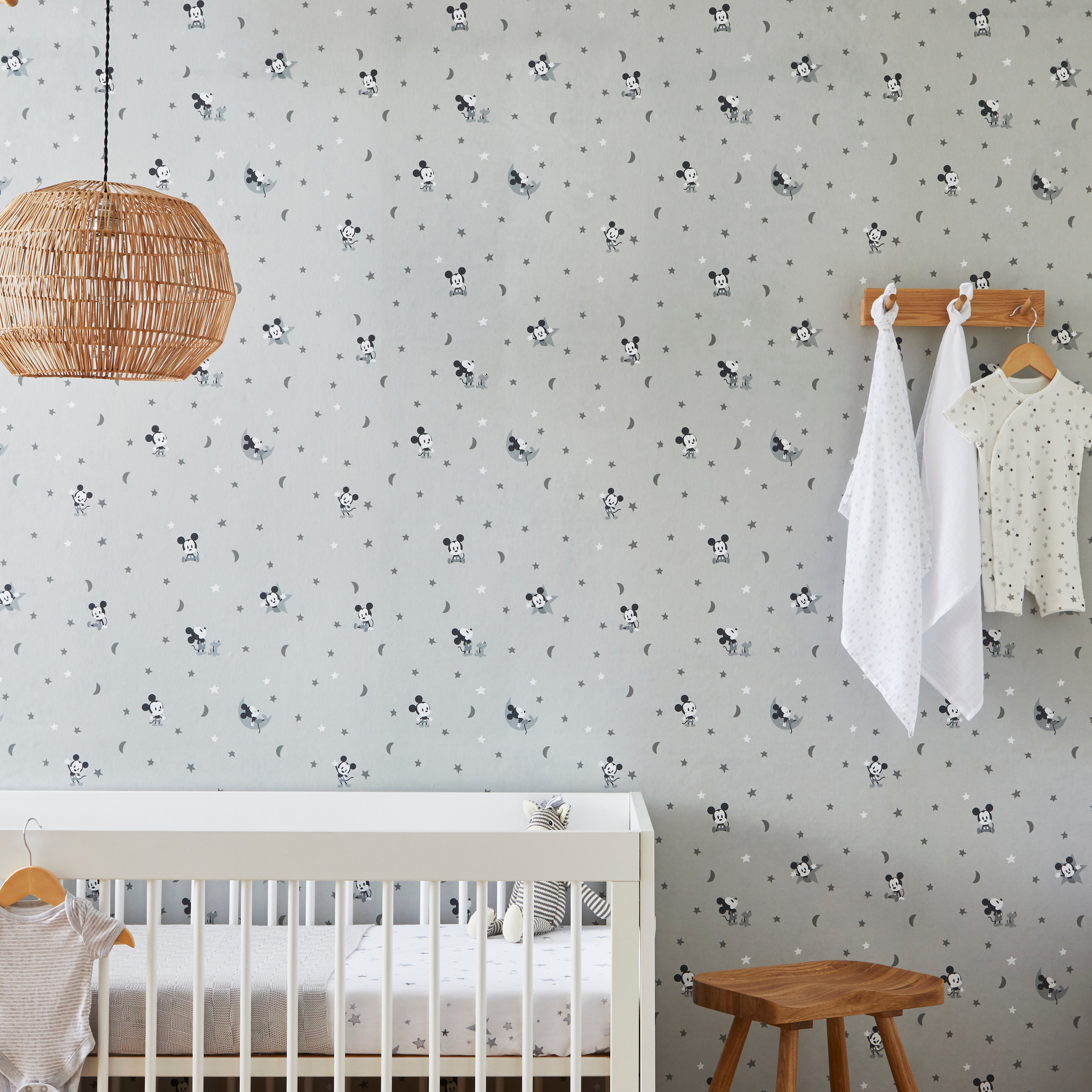 Mickey Mouse Stars and Moon Grey Wallpaper Grey Price Comparisons | Compare The Build