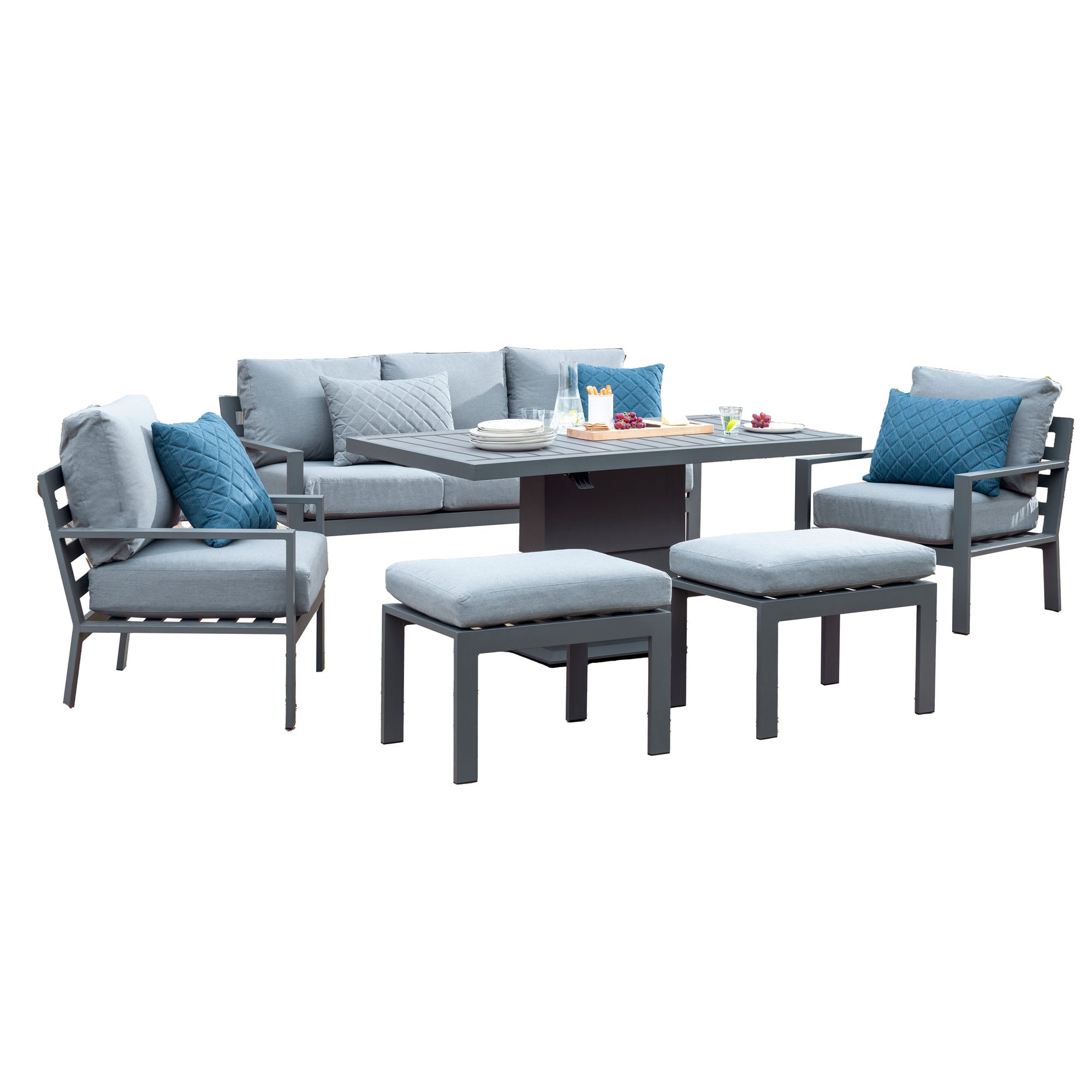 Titchwell 7 Seater Lounge Set with Adjustable Table Grey Price Comparisons | Compare The Build