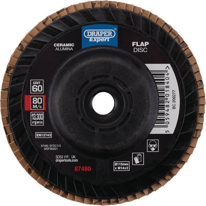 Draper Expert M14 Threaded Ceramic Flap Disc 115mm 60g Pack of 1 Price Comparisons | Compare The Build