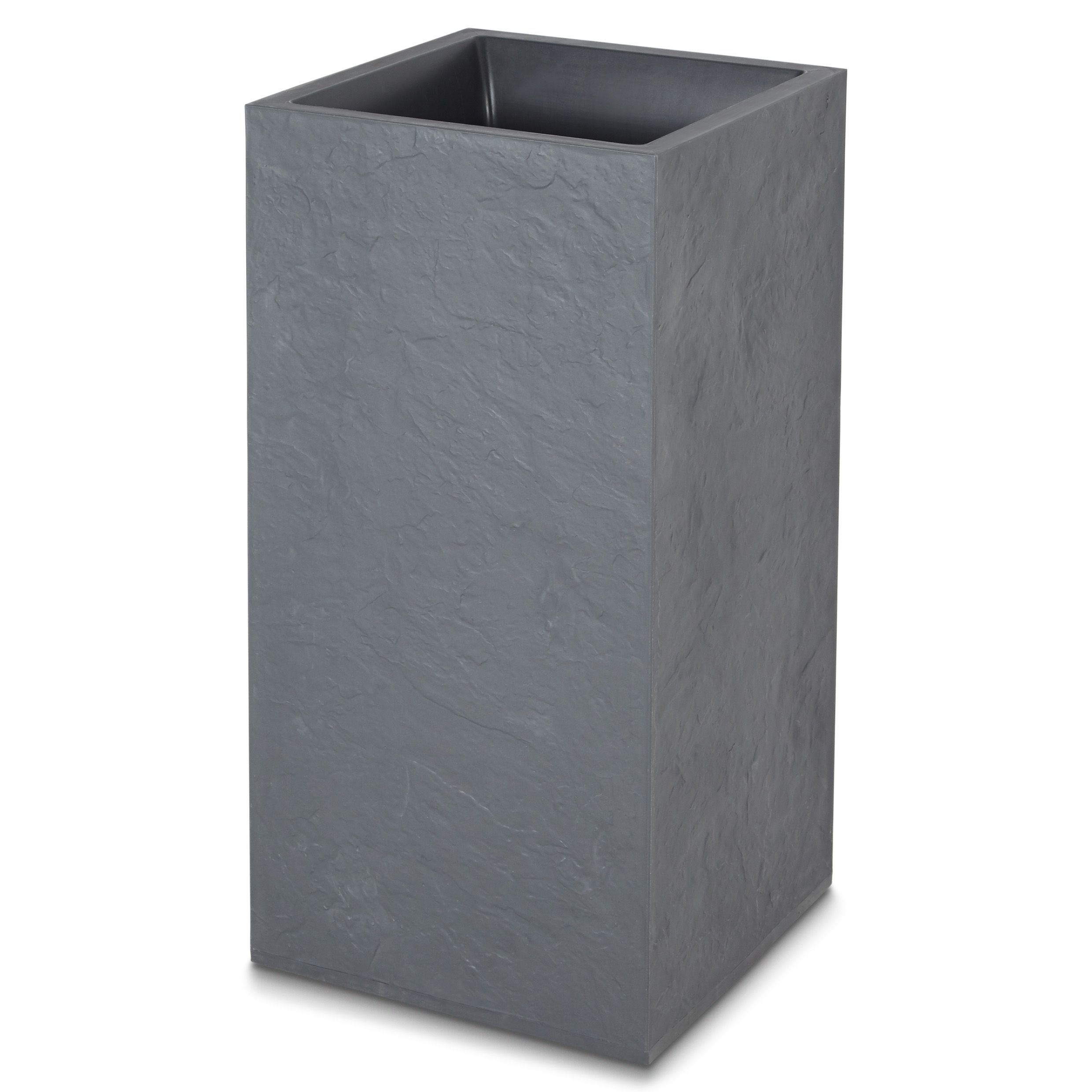 Verve Durdica Dark Grey Slate Effect Plastic Square Plant Pot (Dia)40Cm | Compare The Build