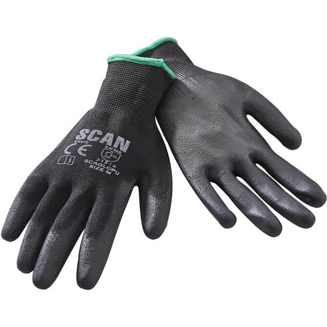 Scan PU Dipped Gloves Black L Pack of 5 Price Comparisons | Compare The Build